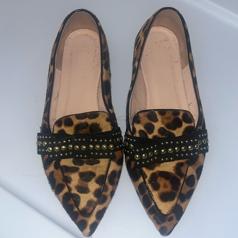 Jcrew Pointy Toe Calf Hair Flat